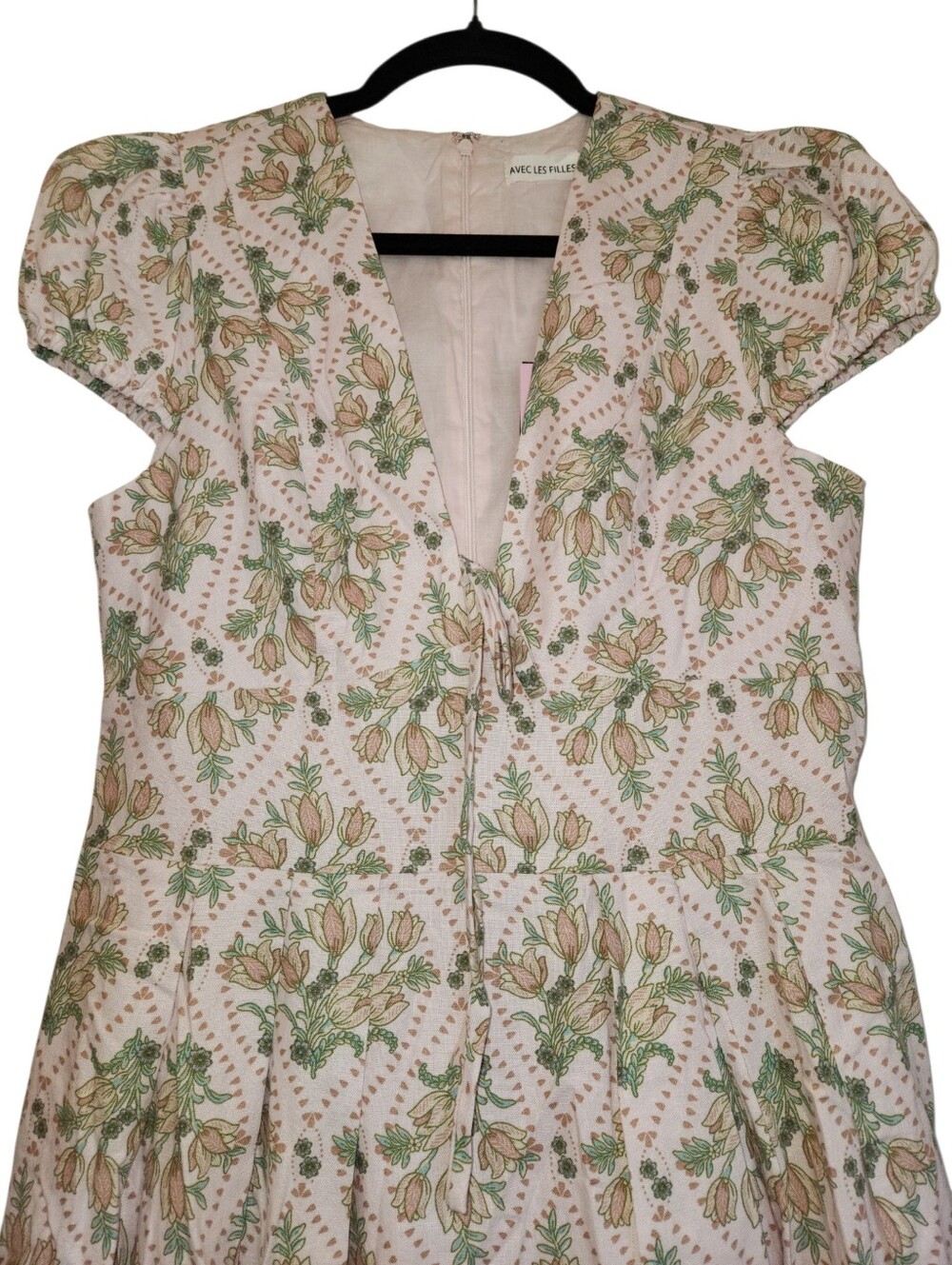 NWT Avec Les Filles Fit & Flare Linen Blend Maxi Dress Size 10 Tulip Tapestry - Picture 4 of 14